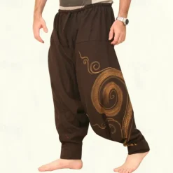Clearance OUKU Men's Trousers Summer Pants Harem Pants Casual Pants Drawstring Elastic Waist Graphic Breathable Soft Casual Daily Holiday Streetwear Ethnic Style Black Blue Micro-elastic