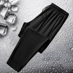 Hot OUKU Men's Trousers Summer Pants Casual Pants Elastic Waist Zipper Pocket Solid Color Wrinkle Resistant Sports Full Length Outdoor Casual Casual Trousers Black Grey High Waist Stretchy