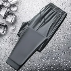Hot OUKU Men's Trousers Summer Pants Casual Pants Elastic Waist Zipper Pocket Solid Color Wrinkle Resistant Sports Full Length Outdoor Casual Casual Trousers Black Grey High Waist Stretchy
