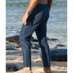 Outlet OUKU Men's Trousers Summer Pants Beach Pants Pocket Drawstring Elastic Waist Plain Comfort Breathable Daily Holiday Vacation Hawaiian Boho Navy Blue
