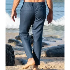 Outlet OUKU Men's Trousers Summer Pants Beach Pants Pocket Drawstring Elastic Waist Plain Comfort Breathable Daily Holiday Vacation Hawaiian Boho Navy Blue