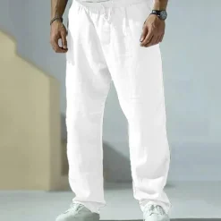 Discount OUKU Men's Trousers Summer Pants Beach Pants Pocket Drawstring Elastic Waist Plain Comfort Breathable Vacation Daily Holiday Hawaiian Boho Gray Green Black