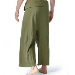 OUKU Men's Trousers Summer Pants Baggy Pants Beach Pants Pocket Drawstring Solid Color Breathable Soft Full Length Yoga Casual Folk Style Loose Black Army Green Inelastic