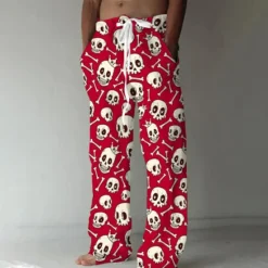 Sale OUKU Men's Trousers Summer Pants Beach Pants Drawstring Elastic Waist Front Pocket Graphic Skull Comfort Soft Casual Daily Fashion Designer 1 2