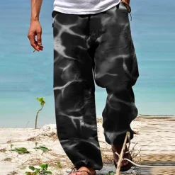Clearance OUKU Men's Trousers Summer Pants Beach Pants Drawstring Elastic Waist 3D Print Gradient Graphic Prints Comfort Casual Daily Holiday Streetwear Hawaiian Blue Green