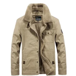Outlet OUKU Men's Trucker Jacket Jacket Outdoor Daily Wear Warm Button Pocket Fall Winter Plain Fashion Streetwear Lapel Regular Black Khaki Army Green Jacket
