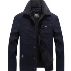 Outlet OUKU Men's Trucker Jacket Jacket Outdoor Daily Wear Warm Button Pocket Fall Winter Plain Fashion Streetwear Lapel Regular Black Khaki Army Green Jacket