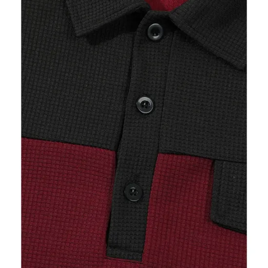 Online OUKU Men's T-shirt Suits 2 Pieces Outfits Tee & Shorts Short Sleeve Lapel Summer Color Block Fashion Casual Patchwork Pocket 2 Piece Vacation Daily Wear Going out Wine Dark Green khaki Top Tee for Men