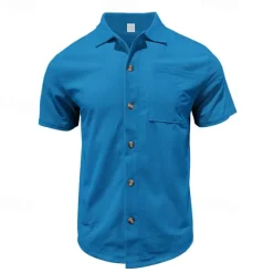 New OUKU Men's T-shirt Suits 2 Pieces Outfits Tee & Shorts Short Sleeve Turndown Summer Plain Fashion Casual 2 Piece Vacation Daily Wear Going out Black White Blue Top Tee for Men