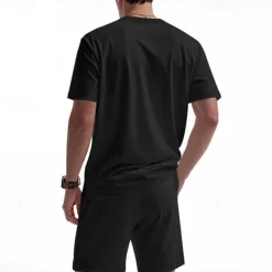 Outlet OUKU Men's T-shirt Suits 2 Pieces Outfits Tee & Shorts Short Sleeve Crew Neck Summer Plain Fashion Casual 2 Piece Vacation Daily Wear Going out Black White Royal Blue Top Tee for Men