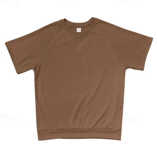 OUKU Men's T-shirt Suits 2 Pieces Outfits Tee & Shorts Short Sleeve Crew Neck Summer Plain Fashion Casual 2 Piece Vacation Daily Wear Going out Black Khaki Light Grey Top Tee for Men