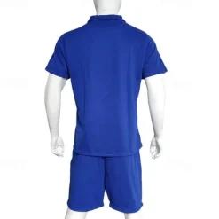 Online OUKU Men's T-shirt Suits 2 Pieces Outfits Tee & Shorts Short Sleeve Shirt Collar Summer Plain Fashion Casual 2 Piece Vacation Daily Wear Going out Black White Red Top Tee for Men