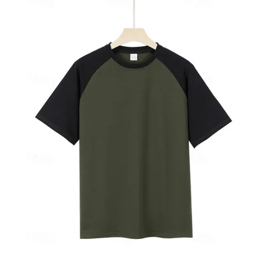 Clearance OUKU Men's T-shirt Suits 2 Pieces Outfits Tee & Shorts Short Sleeve Crew Neck Summer Color Block Fashion Casual 2 Piece Vacation Daily Wear Going out Yellow Orange Army Green Top Tee for Men