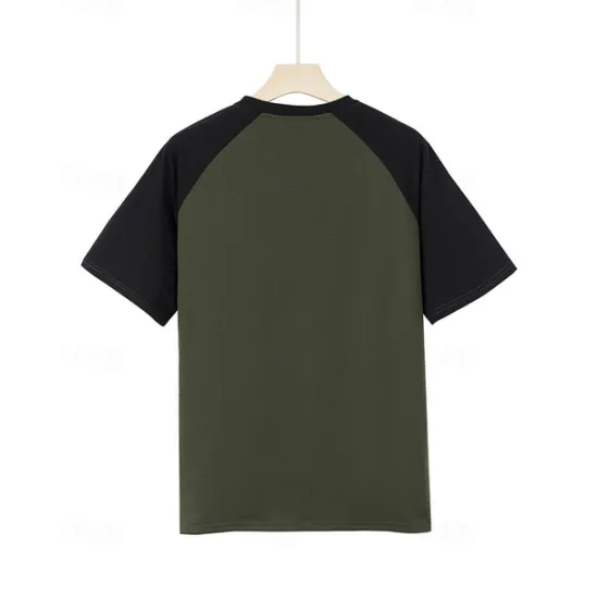 Clearance OUKU Men's T-shirt Suits 2 Pieces Outfits Tee & Shorts Short Sleeve Crew Neck Summer Color Block Fashion Casual 2 Piece Vacation Daily Wear Going out Yellow Orange Army Green Top Tee for Men