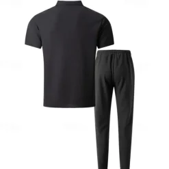 New OUKU Men's T-shirt Suits Pants Sets 2 Pieces Outfits Short Sleeve Shirt Collar Summer Color Block Fashion Casual 2 Piece Vacation Daily Wear Going out Black Wine Dark Green Top Tee for Men