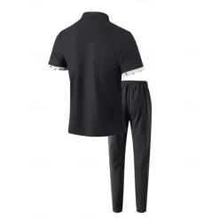 Hot OUKU Men's T-shirt Suits Shirt and Pant Sets 2 Pieces Outfits Short Sleeve Lapel Summer Color Block Fashion Casual 2 Piece Vacation Daily Wear Going out Black White Wine Top Tee for Men