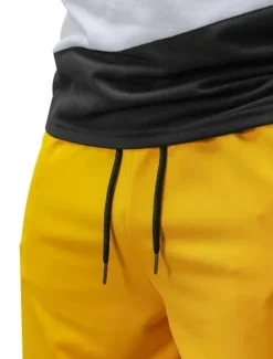 Discount OUKU Men's T-shirt Suits Tee & Drawstring Waist Pants Short Sleeves Crew Neck Summer Gymnatics Casual Color Block Street Style Vacation Daily Wear Activewear Army Green Black Yellow Top Tee for Men