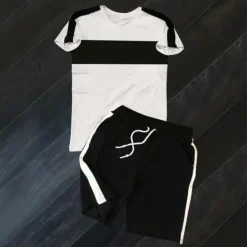 Best OUKU Men's T-shirt Suits Tracksuit Tennis Shirt Shorts and T Shirt Set Short Sleeve Crew Neck Spring & Summer Color Block Sports Fashion Designer 2 Piece Outdoor Street Casual Black White Yellow Top Tee