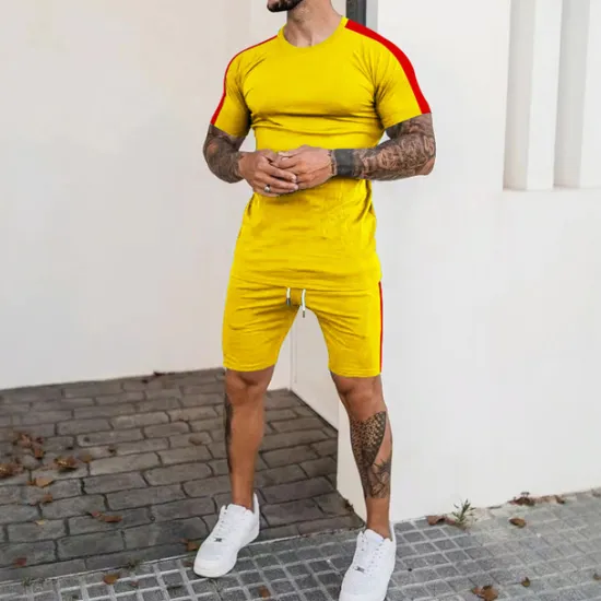 Sale OUKU Men's T-shirt Suits Tracksuit Tennis Shirt Shorts and T Shirt Set Short Sleeve V Neck Summer Spring Letter Curve Sports Designer Basic Drawstring 2 Piece Print Outdoor Street Daily Black White Yellow