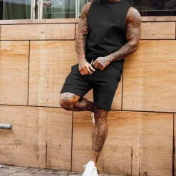 Discount OUKU Men's T-shirt Suits Tracksuit Tennis Shirt Shorts and T Shirt Set Short Sleeve Sports Designer Casual 2 Piece Black White Army Green Top Tee for Men