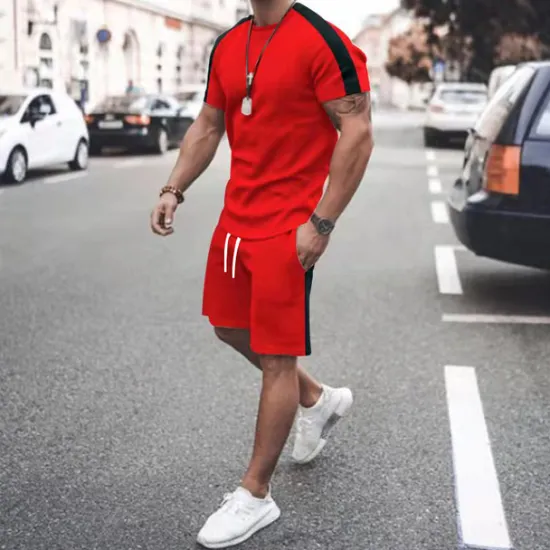 Clearance OUKU Men's T-shirt Suits Tracksuit Tennis Shirt Shorts and T Shirt Set Short Sleeve Short Sleeves Short Pant Round Neck Spring & Summer Geometry Muscle Sports Designer Sportswear Patchwork 2 Piece Street