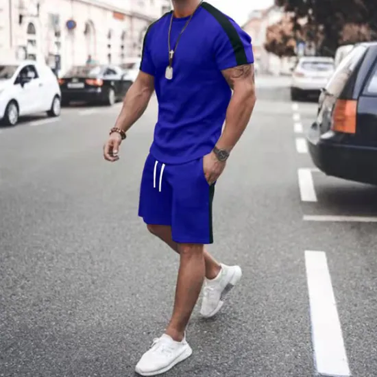 Clearance OUKU Men's T-shirt Suits Tracksuit Tennis Shirt Shorts and T Shirt Set Short Sleeve Short Sleeves Short Pant Round Neck Spring & Summer Geometry Muscle Sports Designer Sportswear Patchwork 2 Piece Street