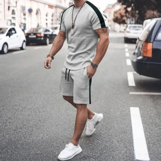 Clearance OUKU Men's T-shirt Suits Tracksuit Tennis Shirt Shorts and T Shirt Set Short Sleeve Short Sleeves Short Pant Round Neck Spring & Summer Geometry Muscle Sports Designer Sportswear Patchwork 2 Piece Street