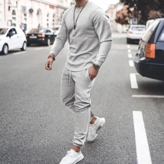 Online OUKU Men's T-shirt Suits Tracksuit Tennis Shirt Shorts and T Shirt Set Long Sleeve Crew Neck Spring & Fall Solid Colored Sports Designer Classic Drawstring 2 Piece Outdoor Street Daily Black White Pink