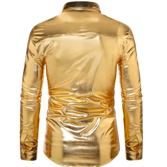 Sale OUKU Men's Tuxedo Shirts Color Block Party Holiday Silver Red Gold Long Sleeve Turndown Spring & Fall Clothing Apparel Sequins