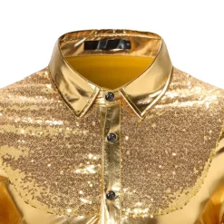 Sale OUKU Men's Tuxedo Shirts Color Block Party Holiday Silver Red Gold Long Sleeve Turndown Spring & Fall Clothing Apparel Sequins