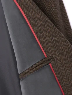 Clearance OUKU Men's Tweed Blazer Notch Collar Retro Vintage Herringbone Blazer Navy Blue Brown Dark Grey Standard Fit Single Breasted Three-buttons