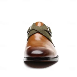 New OUKU Men's Two-Tone Faux Leather and Suede Monk Strap Shoes – Elegant Buckle Dress Shoes for Formal Occasions