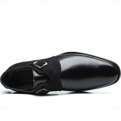New OUKU Men's Two-Tone Faux Leather and Suede Monk Strap Shoes – Elegant Buckle Dress Shoes for Formal Occasions