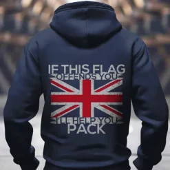Hot OUKU Men's UK Flag / National flag Hoodies Sweatshirt Fashion Long Sleeve Crew Neck Holiday Streetwear Black Blue Drawstring Fall Winter Designer