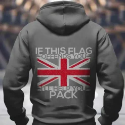 Hot OUKU Men's UK Flag / National flag Hoodies Sweatshirt Fashion Long Sleeve Crew Neck Holiday Streetwear Black Blue Drawstring Fall Winter Designer