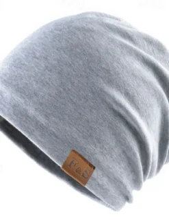 Sale OUKU Men's Unisex Beanie Hat Winter Hats Beanies Skull Cap Knit Hat Black Light Grey Polyester Knitted Cozy Daily Wear Going out Solid / Plain Color Warm