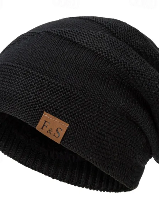 Sale OUKU Men's Unisex Beanie Hat Winter Hats Beanies Skull Cap Knit Hat Black Wine Polyester Knitted Cozy Daily Wear Going out Solid / Plain Color Warm