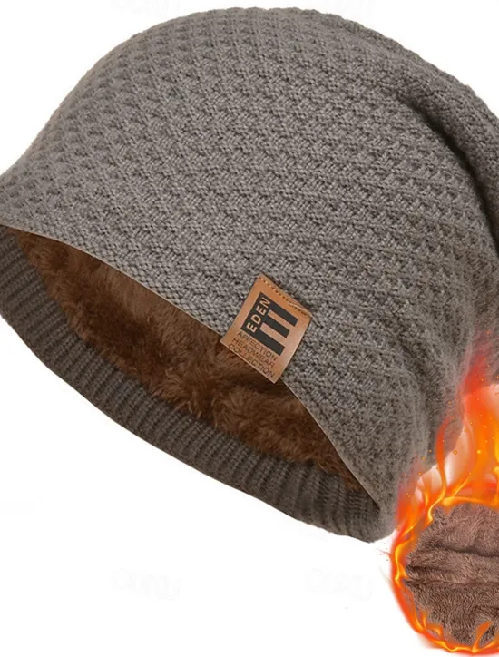 Sale OUKU Men's Unisex Beanie Hat Winter Hats Beanies Skull Cap Knit Hat Black Wine Polyester Knitted Cozy Daily Wear Going out Solid / Plain Color Warm