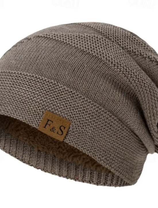 Sale OUKU Men's Unisex Beanie Hat Winter Hats Beanies Skull Cap Knit Hat Black Wine Polyester Knitted Cozy Daily Wear Going out Solid / Plain Color Warm