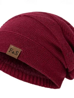 Sale OUKU Men's Unisex Beanie Hat Winter Hats Beanies Skull Cap Knit Hat Black Wine Polyester Knitted Cozy Daily Wear Going out Solid / Plain Color Warm