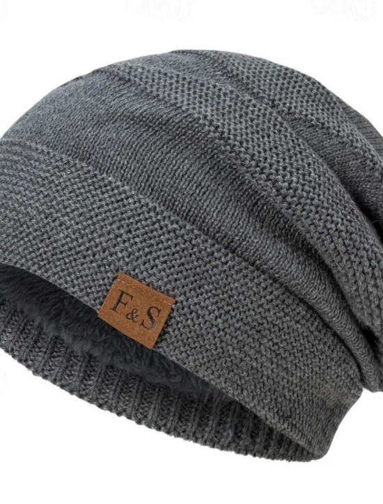 Sale OUKU Men's Unisex Beanie Hat Winter Hats Beanies Skull Cap Knit Hat Black Wine Polyester Knitted Cozy Daily Wear Going out Solid / Plain Color Warm