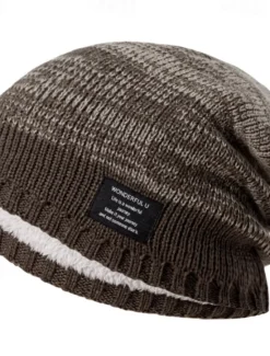 Sale OUKU Men's Unisex Beanie Hat Winter Hats Beanies Skull Cap Knit Hat Red khaki Acrylic Fibers Knitted Cozy Daily Wear Going out Color Block Warm