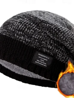 Sale OUKU Men's Unisex Beanie Hat Winter Hats Beanies Skull Cap Knit Hat Red khaki Acrylic Fibers Knitted Cozy Daily Wear Going out Color Block Warm
