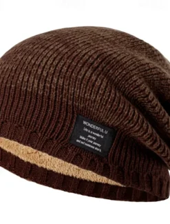 Sale OUKU Men's Unisex Beanie Hat Winter Hats Beanies Skull Cap Knit Hat Red khaki Acrylic Fibers Knitted Cozy Daily Wear Going out Color Block Warm