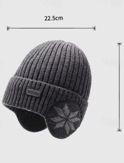 Hot OUKU Men's Unisex Beanie Hat Winter Hats Beanies Skull Cap Knit Hat Iron Gray Black Polyester Knitted Cozy Daily Wear Going out Snowflake Warm