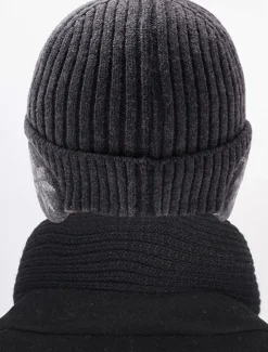 Hot OUKU Men's Unisex Beanie Hat Winter Hats Beanies Skull Cap Knit Hat Iron Gray Black Polyester Knitted Cozy Daily Wear Going out Snowflake Warm