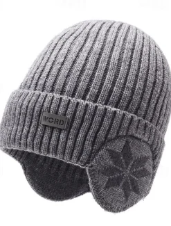 Hot OUKU Men's Unisex Beanie Hat Winter Hats Beanies Skull Cap Knit Hat Iron Gray Black Polyester Knitted Cozy Daily Wear Going out Snowflake Warm