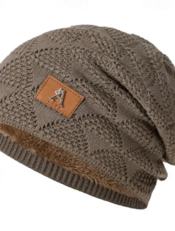 Hot OUKU Men's Unisex Beanie Hat Winter Hats Beanies Skull Cap Knit Hat Black Wine Acrylic Fibers Knitted Cozy Daily Wear Going out Solid / Plain Color Warm