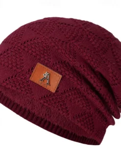 Hot OUKU Men's Unisex Beanie Hat Winter Hats Beanies Skull Cap Knit Hat Black Wine Acrylic Fibers Knitted Cozy Daily Wear Going out Solid / Plain Color Warm
