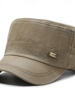 Outlet OUKU Men's Unisex Flat Cap Baseball Cap Military Cap Cadet Hat Black Navy Blue Polyester Vintage Fashion Casual Street Daily Plain Adjustable Breathable